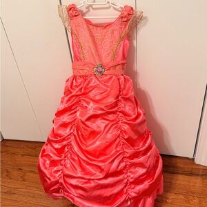 Girls Pink Shimmer Princess Dress with Gold Accents